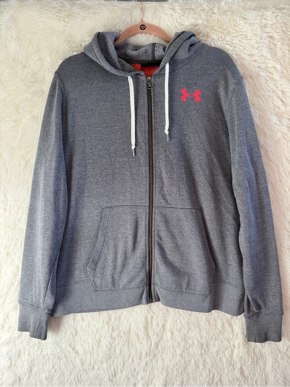 Under Armour Womens Favorite Fleece Loose Fit Full Zip Hoodie Size XL Grey Comfy